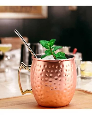 MUG BARREL EN INOX MARTELE CUIVRE