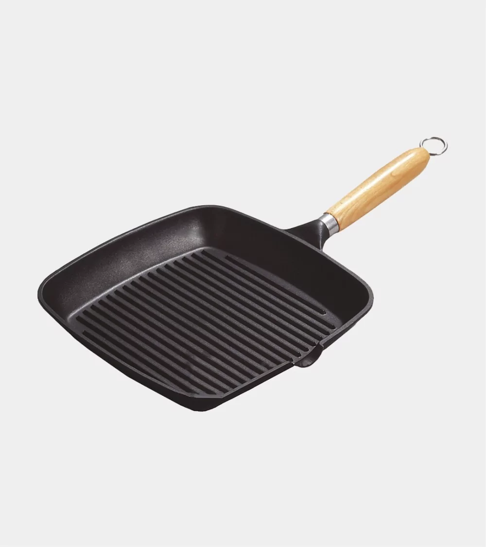 GRILL ALU/FONTE ANTI-ADH.29*29 MANCHE EN BOIS