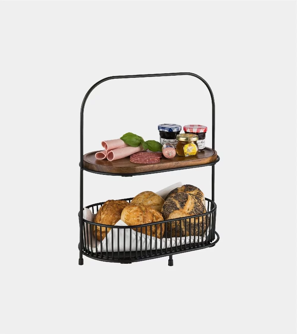 ETAGERE PRESENTATION "ALL ROUNDER" 2 NIVEAUX AVEC 2 CORBEILLES ET 2 PL