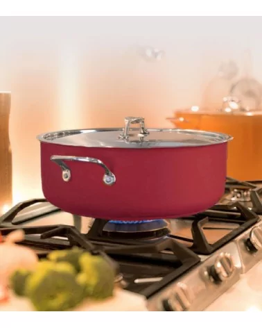 FAITOUT AVEC COUVERCLE Ø 24 CM COOL LINE ROUGE