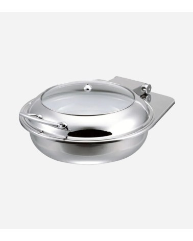 CHAFING DISH ROND COUV.EN VERRE 6 LTS