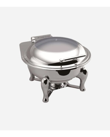 CHAFING DISH ROND COUV.EN VERRE 6 LTS