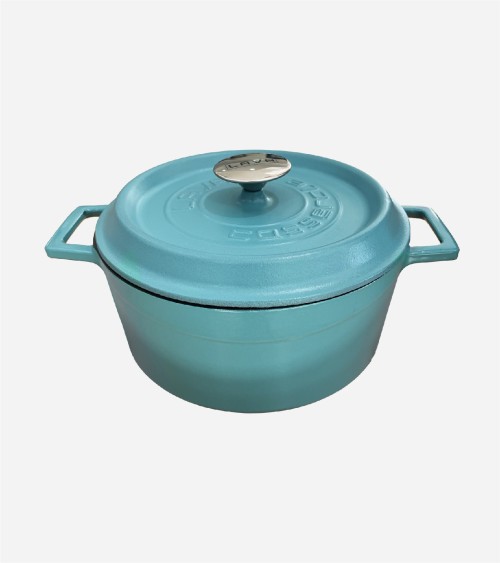 COCOTTE EN FONTE RONDE TURQUOISE Ø 24 CM