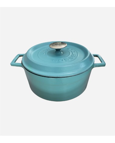 COCOTTE EN FONTE RONDE TURQUOISE Ø 24 CM