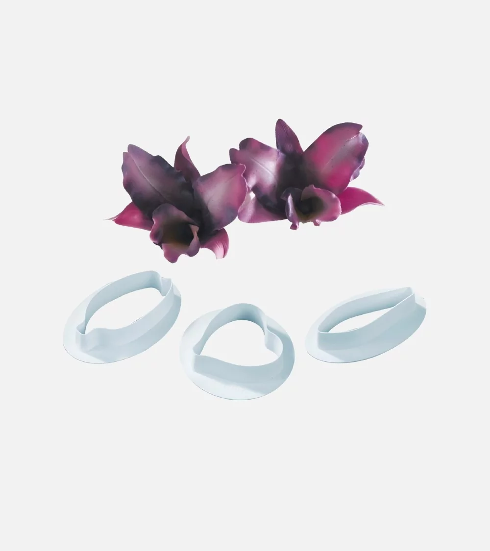 SET 3 MOULES SILICONE ET DECOUPOIRS BIG CINESE ORCHID