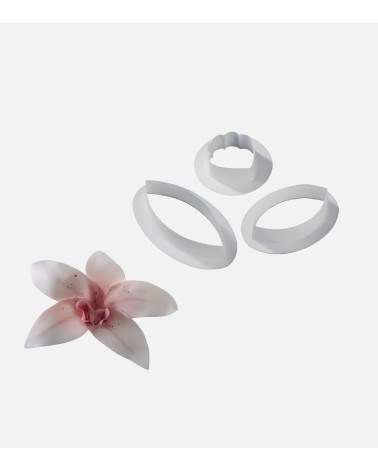 SET 3 MOULES SILICONE ET DECOUPOIRS PANSY ORCHID