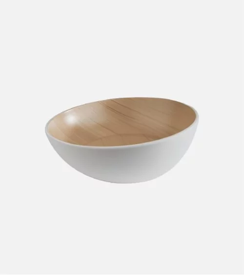 BOL EN MÉLAMINE "FRIDA" BLANC ET BEIGE DIAM 21,5 CM - H 8,5 CM - 1 LITRES BEH TUNISIE