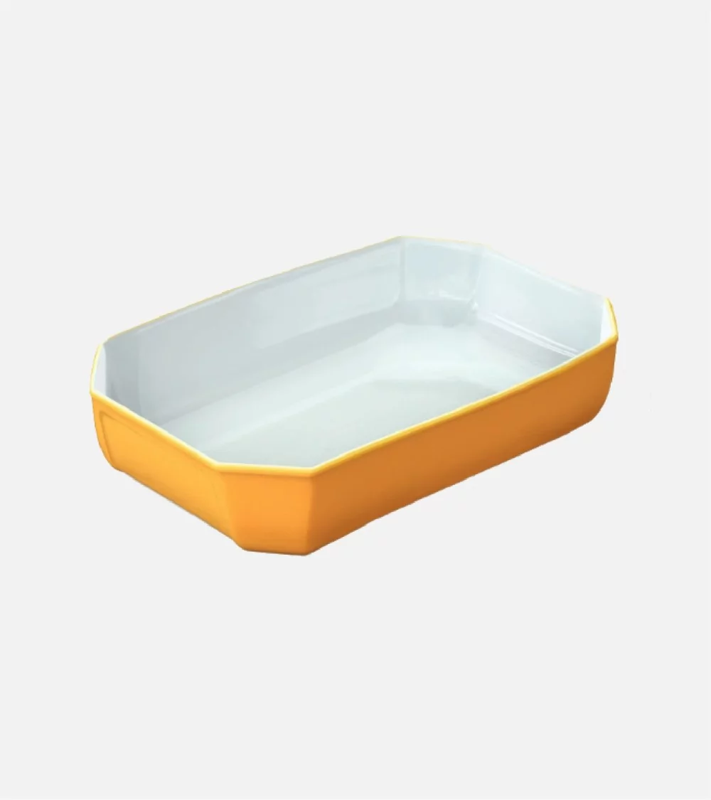 PLAT A FOUR RECTANGULAIRE EN VERRE PYREX JAUNE 3.2LTS