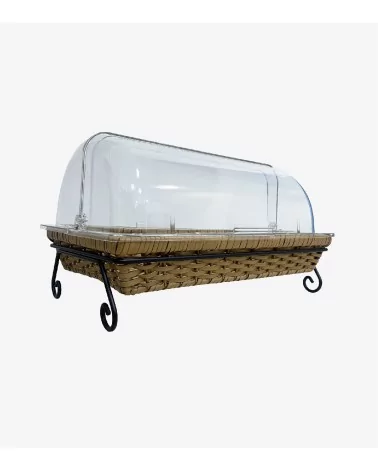 PANIER RECT ROTIN MARRON A/SUPPORT ET