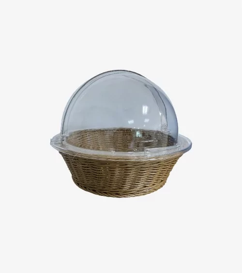 CORBEILLE ROTIN RONDE Ø 36 CM H 10 CM MARRON AVEC COUVERCLE