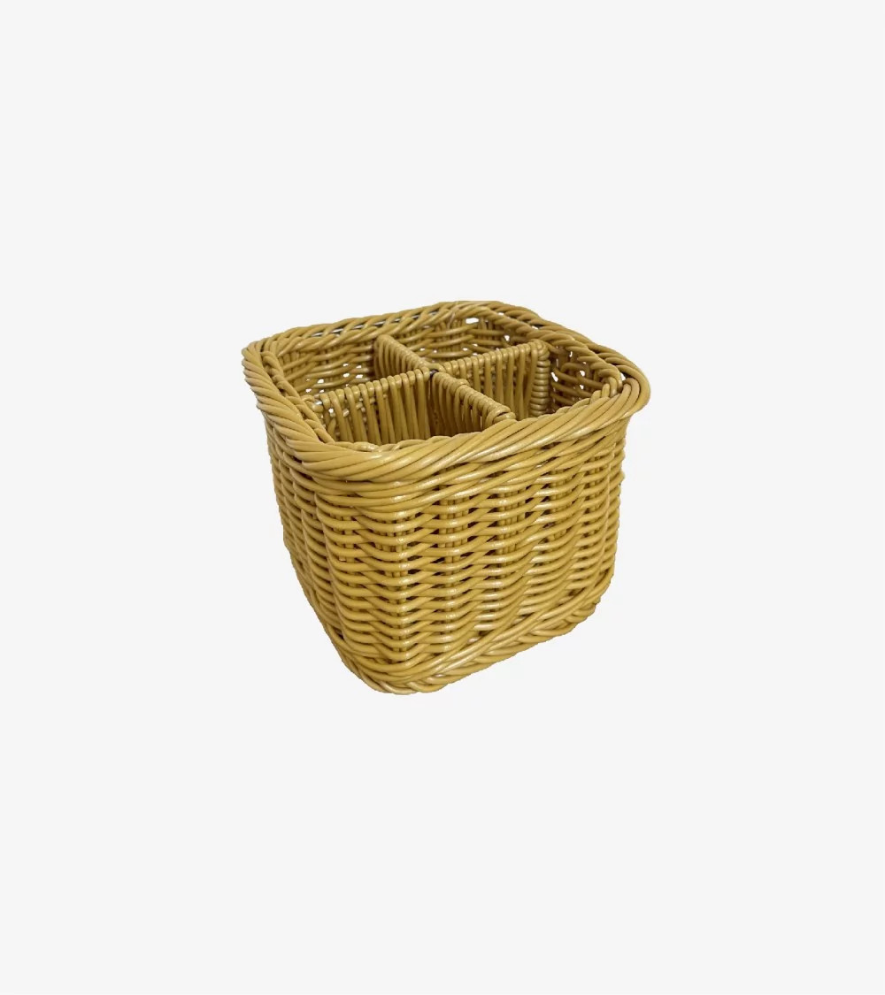 CORBEILLE A COUVERTS ROTIN PP 4 COMPARTIMENTS
