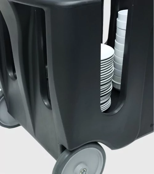 CHARIOT PORTE ASSIETTES POLYÉTHYLÈNE AJUSTABLE NOIR