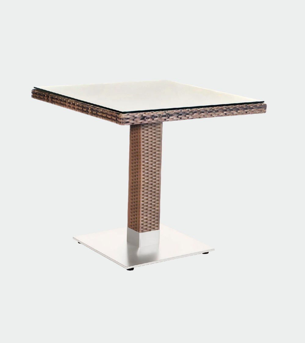 TABLE MERANO CARREE ROTIN-ALUM.BEIGE TOP BEH TUNISIE