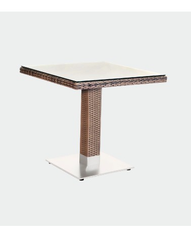 TABLE MERANO CARREE ROTIN-ALUM.BEIGE TOP BEH TUNISIE