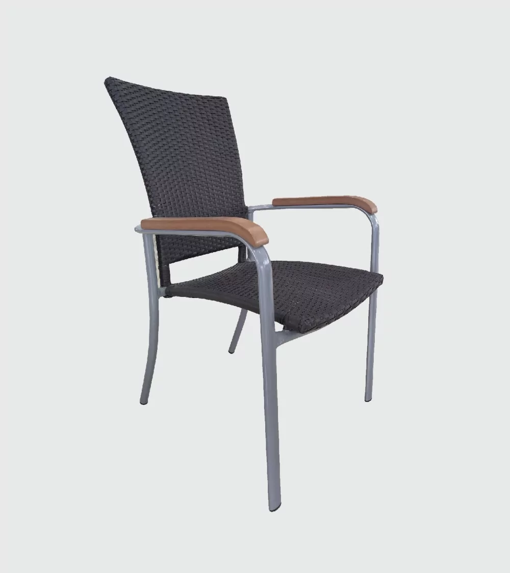 CHAISE SABA ALUM-ROTIN MARRON AVEC ACCOUDOIRES BEH TUNISIE