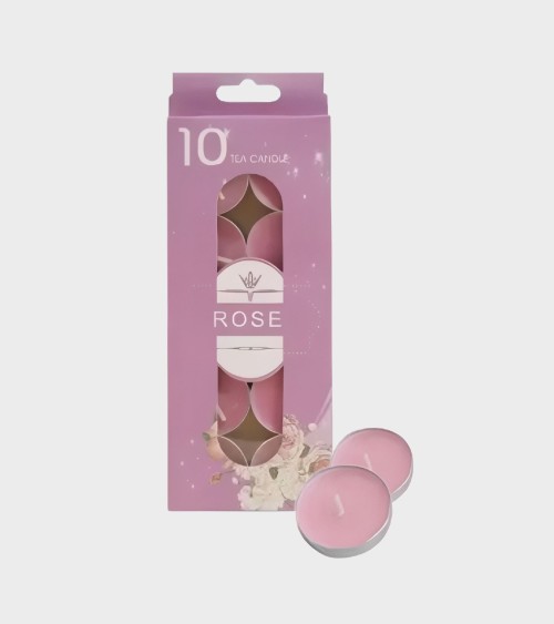 LOT DE 10 BOUGIES TEA-LIGHT ROSE // BEH TUNISIE