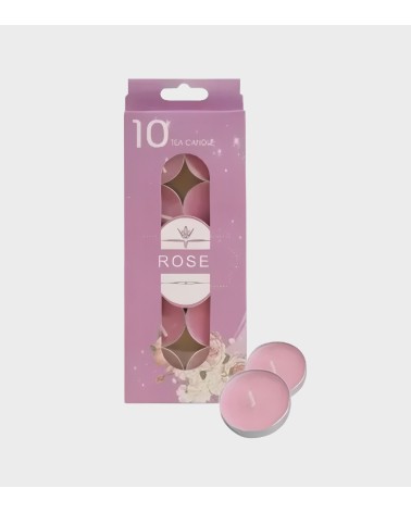 LOT DE 10 BOUGIES TEA-LIGHT ROSE // BEH TUNISIE