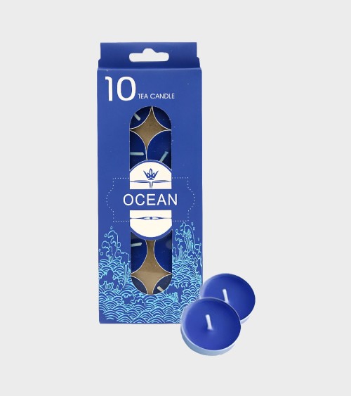 LOT DE 10 BOUGIES TEA-LIGHT "OCEAN"// BEH TUNISIE