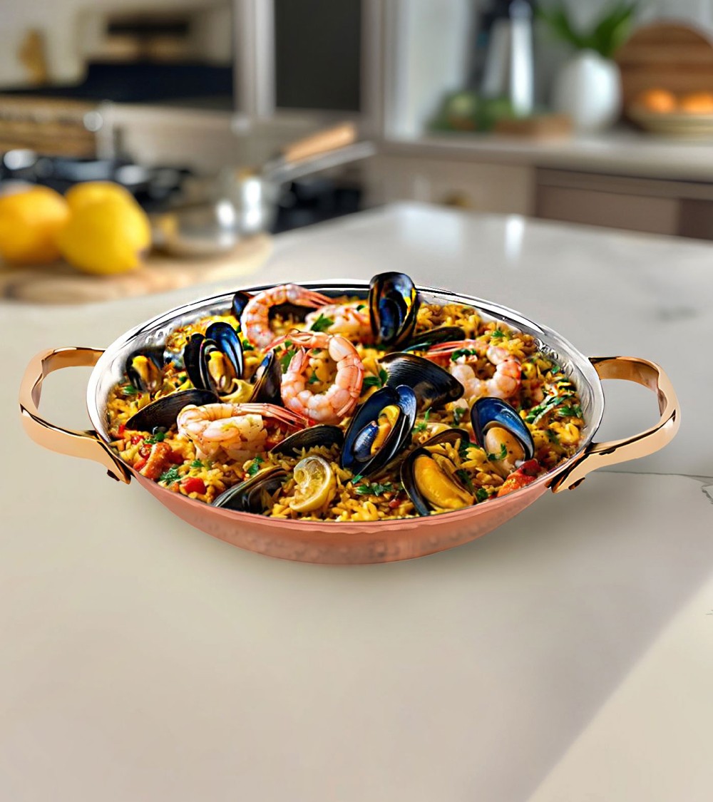 PLAT À PAELLA EN CUIVRE Ø 26 CM BEH TUNISIE