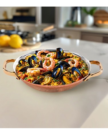 PLAT À PAELLA EN CUIVRE Ø 26 CM BEH TUNISIE