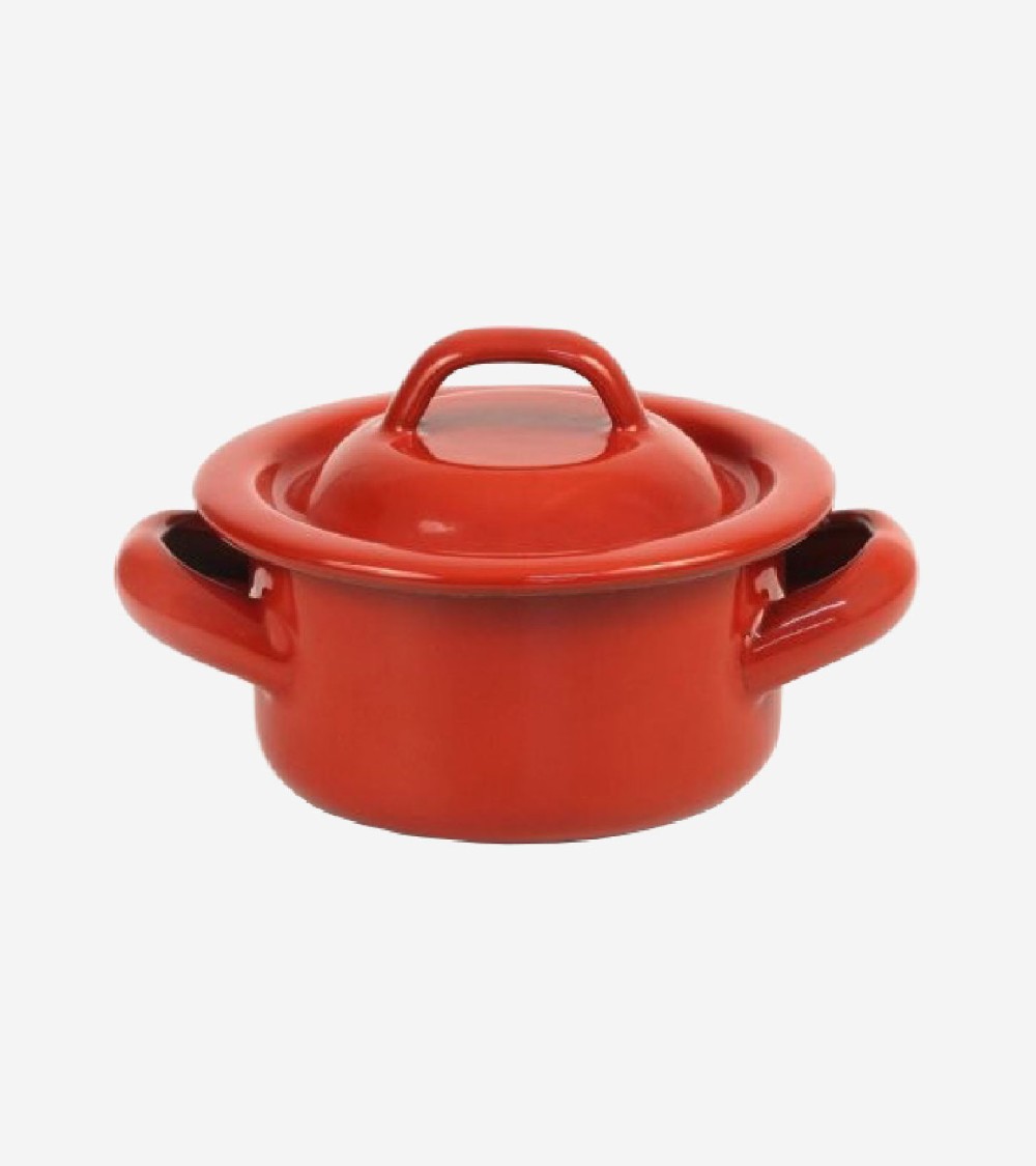 COCOTTE ROUGE EN ACIER ÉMAILLÉ Ø 14 CM AVEC COUVERCLE BEH TUNISIE
