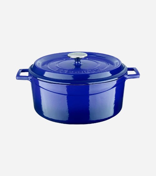 COCOTTE EN FONTE RONDE BLEU BRILLANTE 28 CM INTÉRIEUR CRÈME BEH TUNISIE