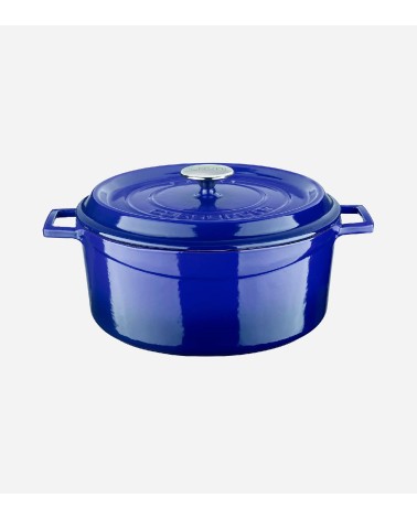 COCOTTE EN FONTE RONDE BLEU BRILLANTE 28 CM INTÉRIEUR CRÈME BEH TUNISIE