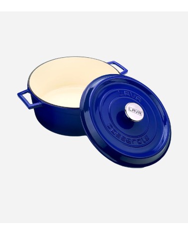 COCOTTE EN FONTE RONDE BLEU BRILLANTE 28 CM INTÉRIEUR CRÈME BEH TUNISIE