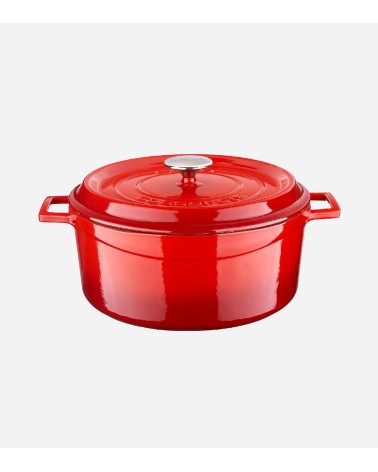 COCOTTE EN FONTE RONDE ROUGE BRILLANTE 28 CM INTÉRIEUR CRÈME BEH TUNISIE