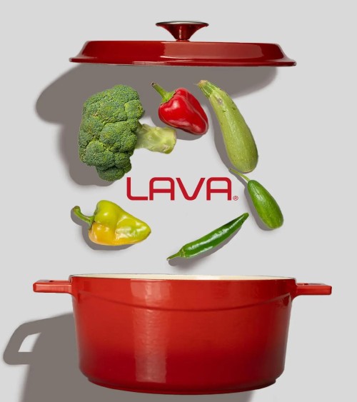 COCOTTE EN FONTE RONDE ROUGE BRILLANTE 28 CM INTÉRIEUR CRÈME BEH TUNISIE