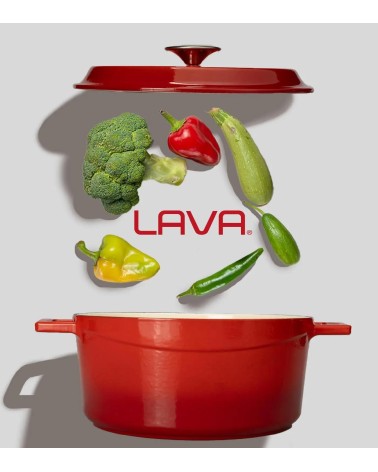 COCOTTE EN FONTE RONDE ROUGE BRILLANTE 28 CM INTÉRIEUR CRÈME BEH TUNISIE