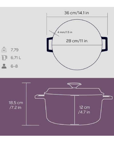 COCOTTE EN FONTE RONDE VIOLET 28 CM BEH TUNISIE