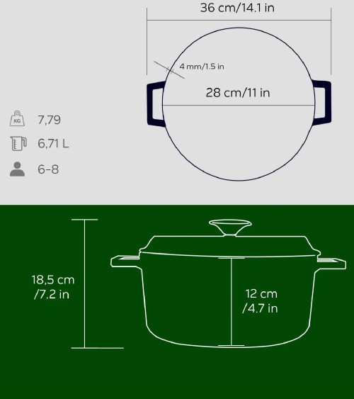 COCOTTE EN FONTE RONDE VERT 28 CM BEH TUNISIE
