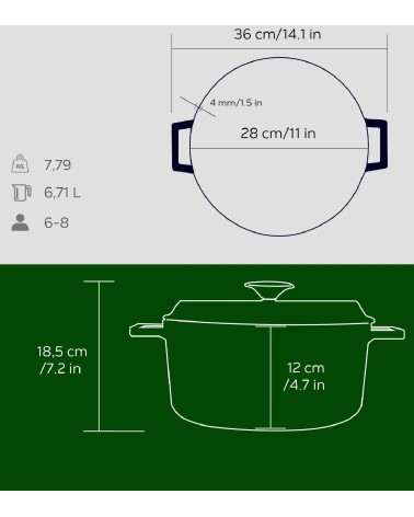 COCOTTE EN FONTE RONDE VERT 28 CM BEH TUNISIE