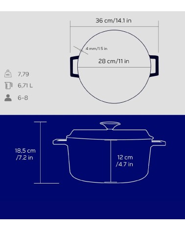 COCOTTE EN FONTE RONDE BLEU 28 CM BEH TUNISIE