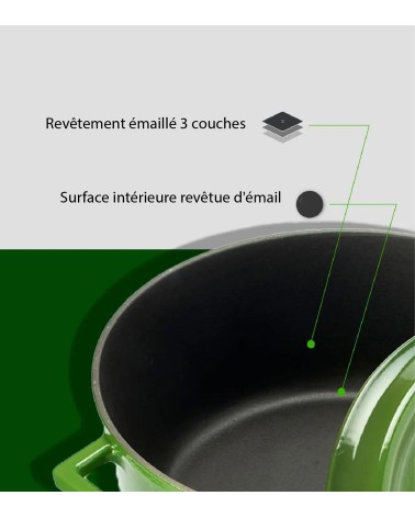 COCOTTE EN FONTE RONDE VERT 28 CM BEH TUNISIE