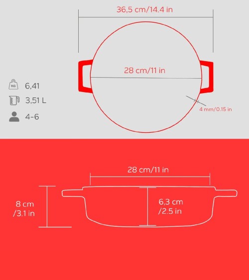 FAITOUT EN FONTE ROUGE MAT 28 CM BEH TUNISIE