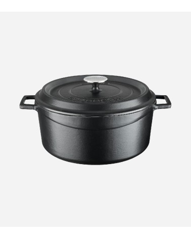 COCOTTE EN FONTE RONDE NOIR BRILLANTE 28 CM INTÉRIEUR CRÈME BEH TUNISIE