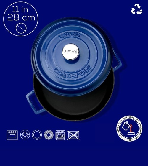 FAITOUT EN FONTE RONDE BLEU 28 CM BEH TUNISIE