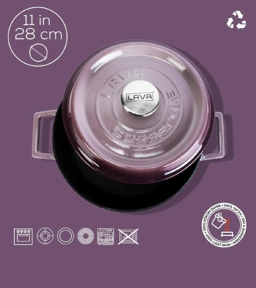 FAITOUT EN FONTE RONDE VIOLET 28 CM BEH TUNISIE