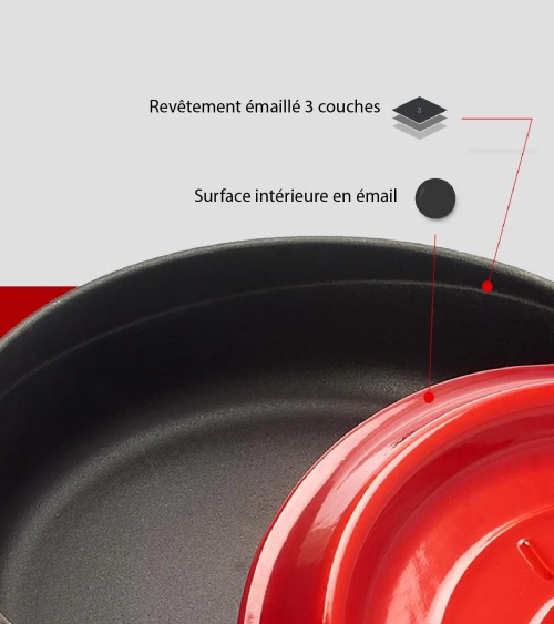 FAITOUT EN FONTE RONDE ROUGE 28 CM BEH TUNISIE