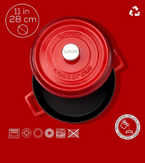 FAITOUT EN FONTE RONDE ROUGE 28 CM BEH TUNISIE