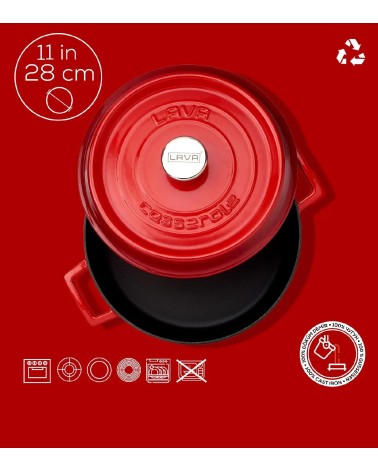 FAITOUT EN FONTE RONDE ROUGE 28 CM BEH TUNISIE