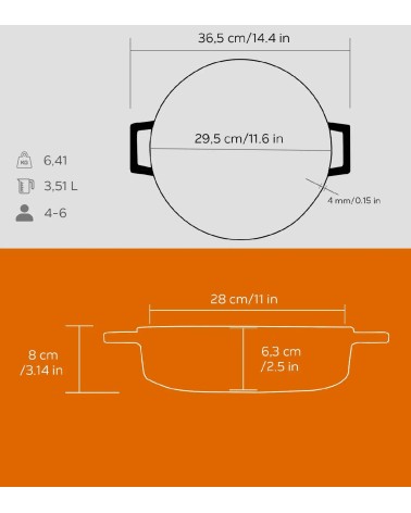 FAITOUT EN FONTE RONDE ORANGE 28 CM BEH TUNISIE
