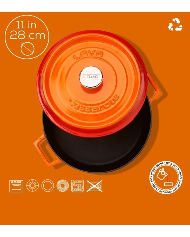 FAITOUT EN FONTE RONDE ORANGE 28 CM BEH TUNISIE