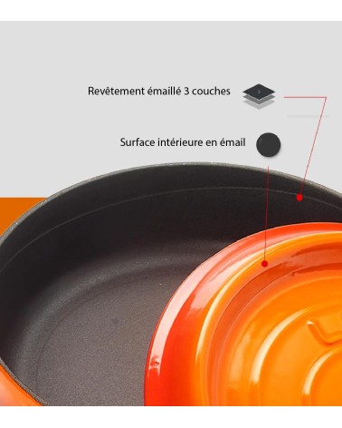 FAITOUT EN FONTE RONDE ORANGE 28 CM BEH TUNISIE