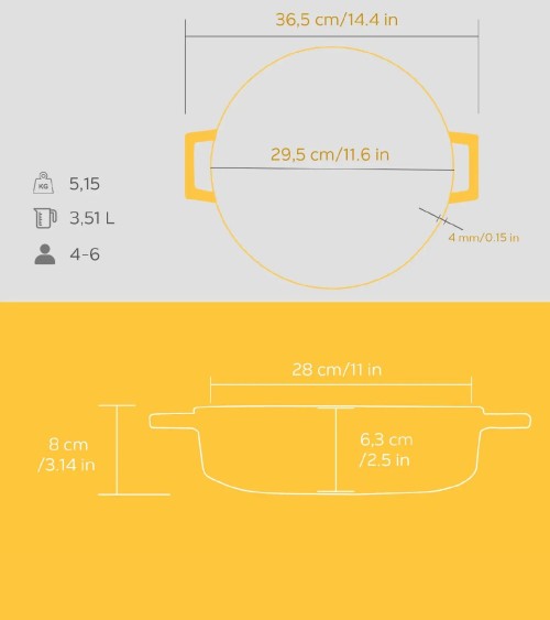 FAITOUT EN FONTE JAUNE MAT 28 CM BEH TUNISIE