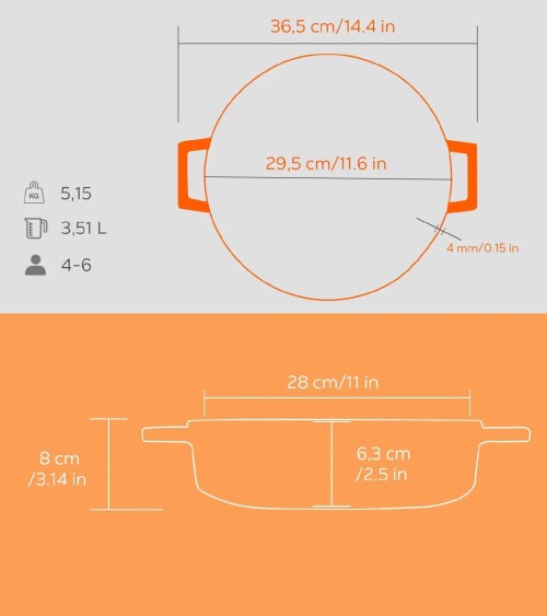 FAITOUT EN FONTE ORANGE MAT 28 CM BEH TUNISIE