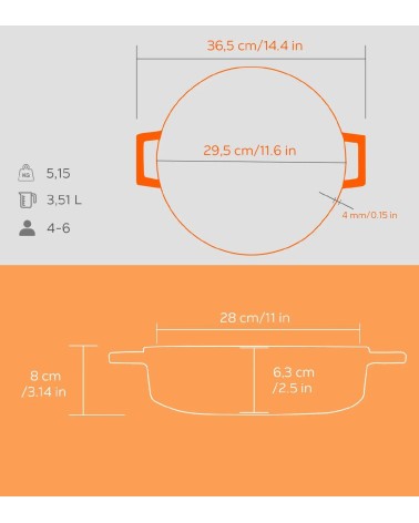 FAITOUT EN FONTE ORANGE MAT 28 CM BEH TUNISIE