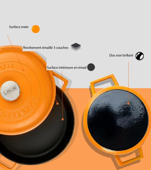 FAITOUT EN FONTE ORANGE MAT 28 CM BEH TUNISIE